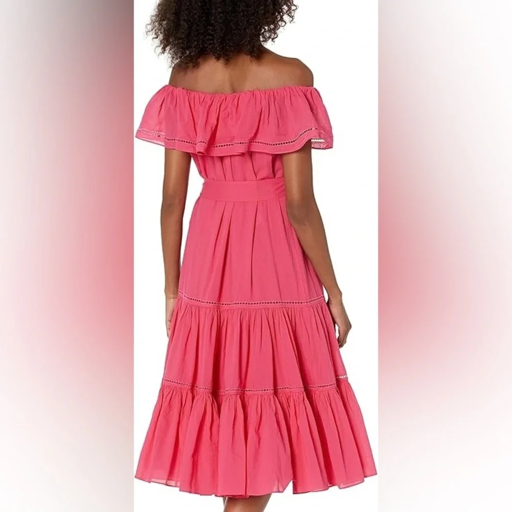 Trina Turk Salima Women's Off The Shoulder Cotton Dress, Rosewater Size Large - Picture 2 of 6